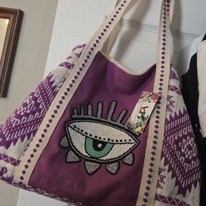 Purple Eye Embroidered Tote Bag By Express Edit